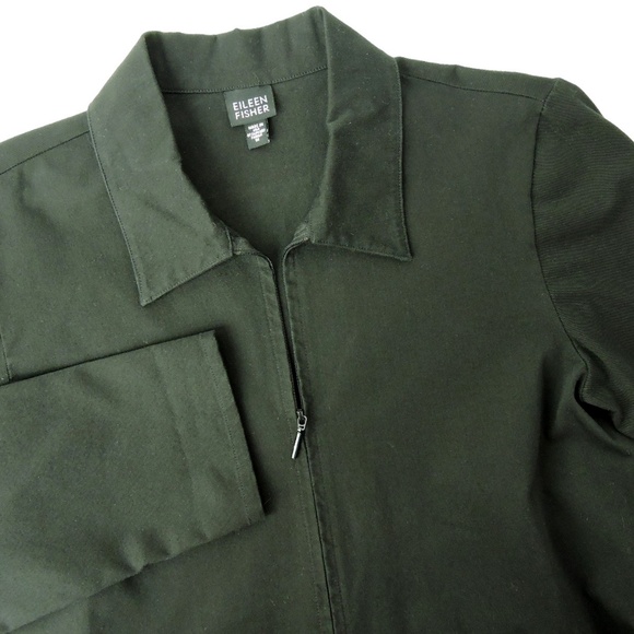 Eileen Fisher Zip Front Black Jacket Top - Picture 4 of 6